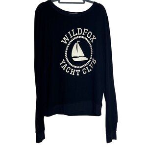 Wildfox Yacht Club Scoop Neck Sweater Black Size Medium